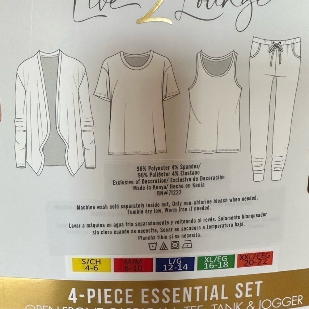 NEW-LIVE 2 Lounge 4 Pc Essential Lounge Set-WrapCardigan,T-Shirt,TankTop,Joggers - Picture 12 of 12